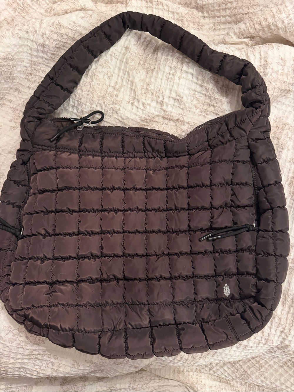 Free People Quilted Puffer Shoulder Bag in Dark Brown